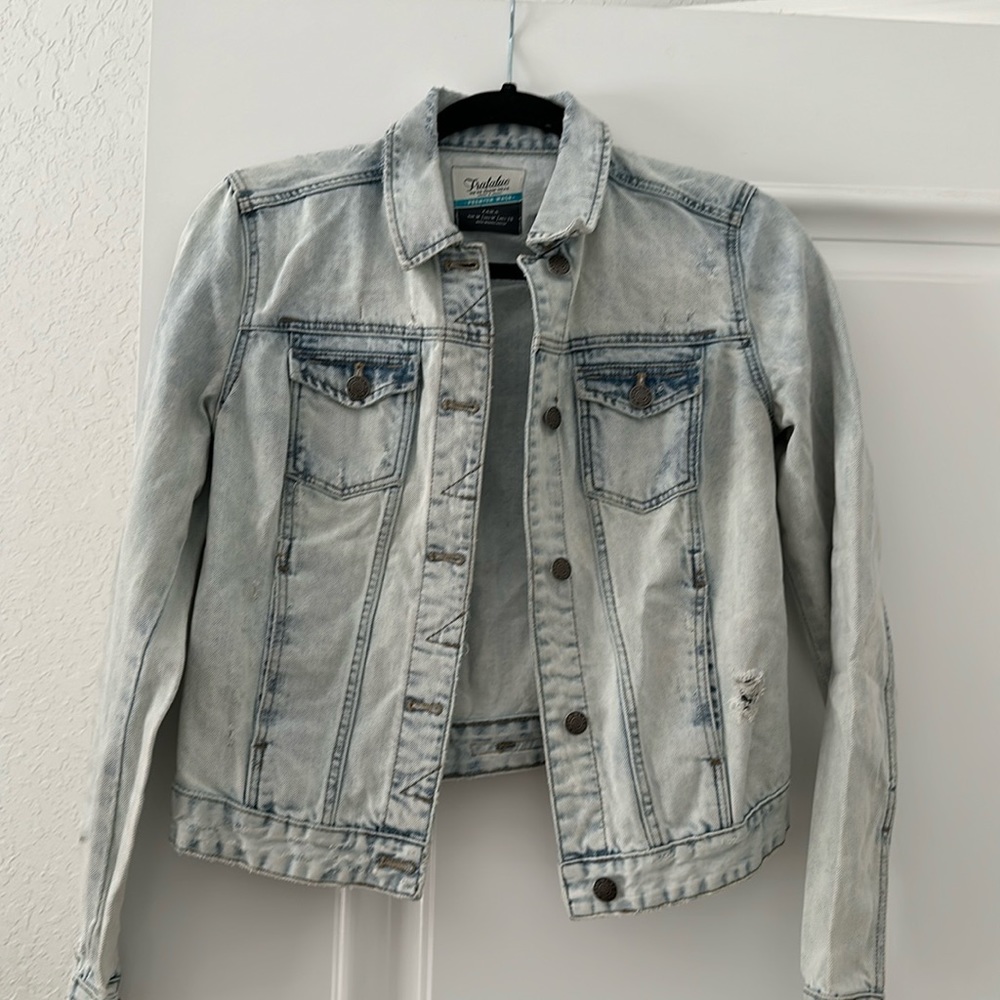 Zara Trafaluc distressed Light denim jacket